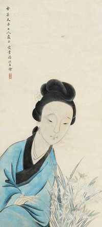 汤禄名 仕女轴