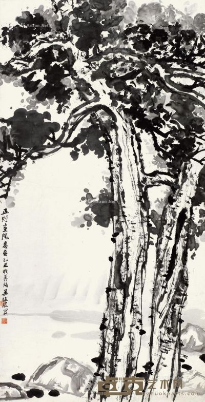 吴俊发  墨松图 131.5×66cm