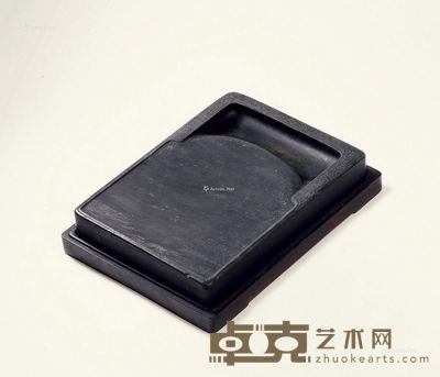 清中期 歙州眉纹 双龙纹门字砚 纵24.5cm；宽18cm；高4cm