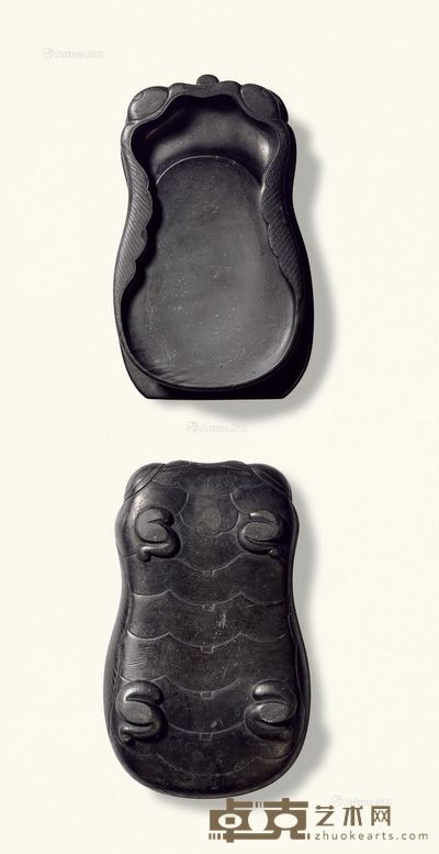 明中期 歙州银星罗纹 四足蝉砚 纵23cm；宽14.2cm；高3.8cm