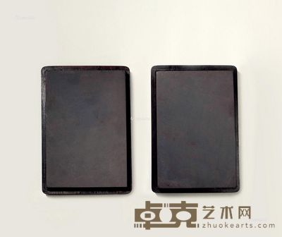 清晚期 端溪老坑大西洞 板样对砚 纵19.5cm;宽13cm;高2.3cm