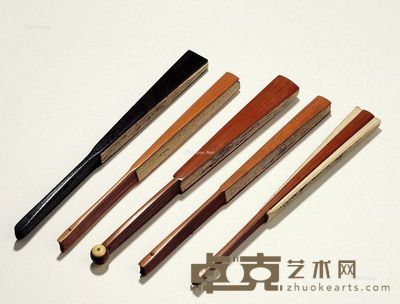 老扇骨书画成扇 （五把） 尺寸不一
