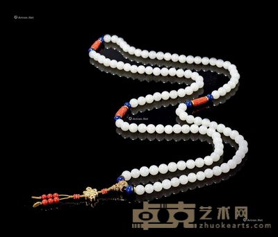 清 白玉108佛珠手串 长112cm