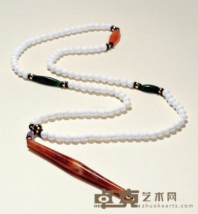 明或更早 砗磲玛瑙串 长72cm