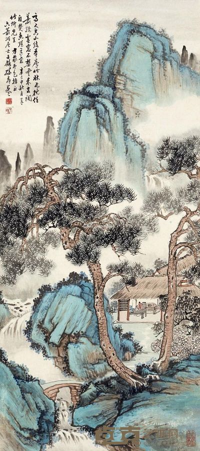 孙葆羲 松庐读书图 80×35cm