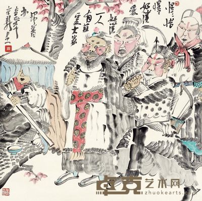周京新 水浒人物 68×68cm