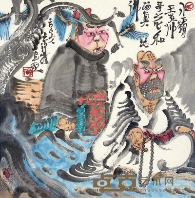 周京新 水浒人物 34×34.5cm