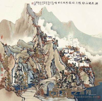 方骏 西湖片云亭 68×68cm