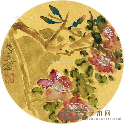 吴冠南 花卉 直径31cm