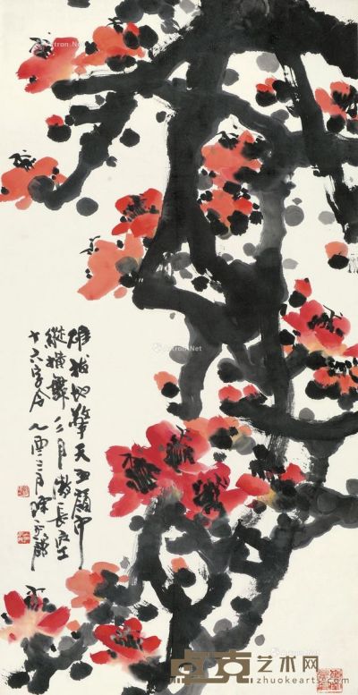 陈永锵 乙酉（2005）年作 红棉 138×69cm