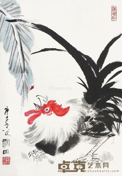 陈雨田 公鸡 66×47cm