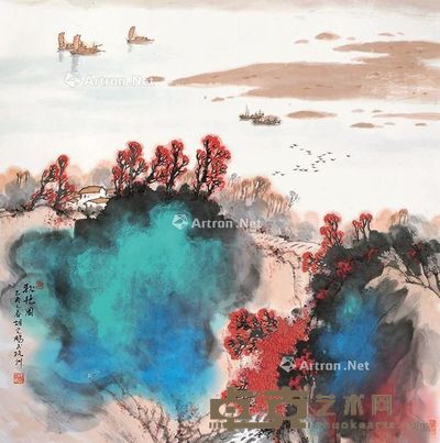 胡定鹏 秋艶图 68×68cm