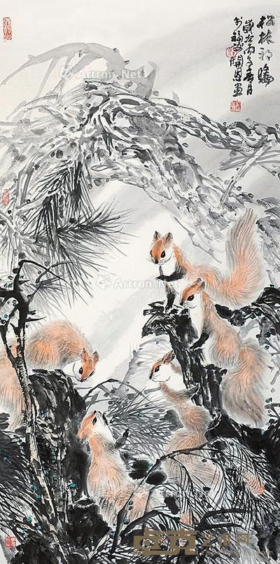 翁开恩 松林初暖 136×68cm