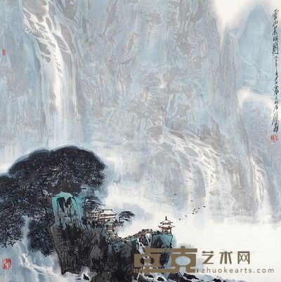 叶维 云山晨晓图 68×68cm