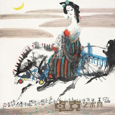 王建华 踏春图 67×67cm