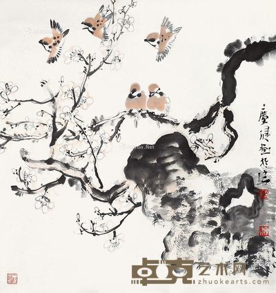 贾广健 梅雀图 70×69cm