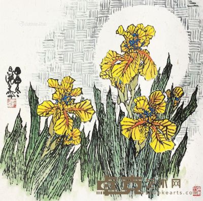 赵鸿月 花卉 68×68cm
