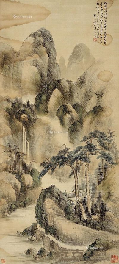 景梅九 山水 107×48cm