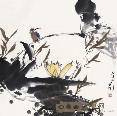 张思淮 荷花翠鸟 67×67cm