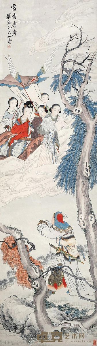 黄山寿 富贵寿考 170×46cm