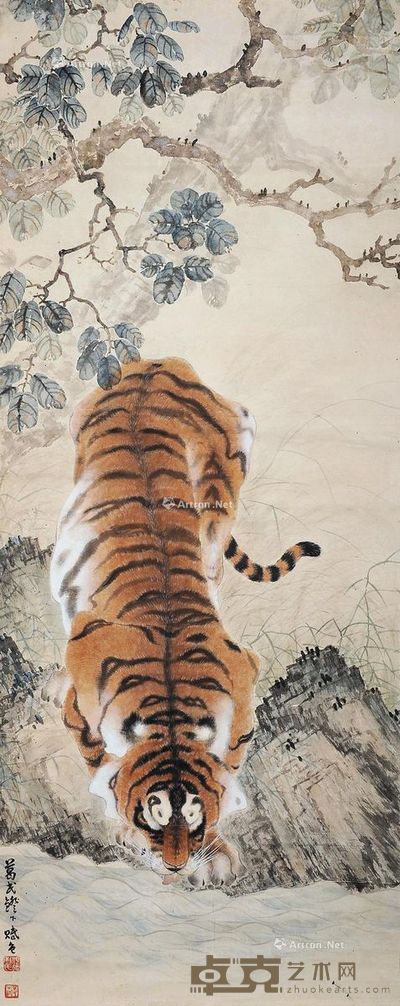 黎葛民 虎 164×64cm