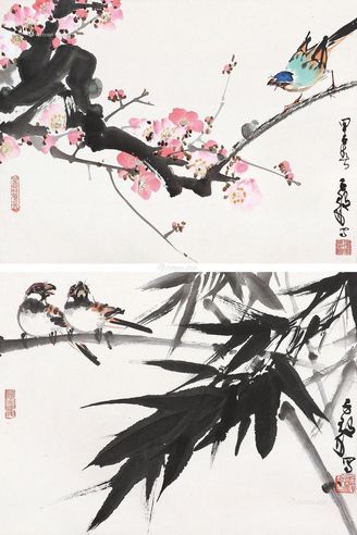 陈子毅  花鸟 （两帧）