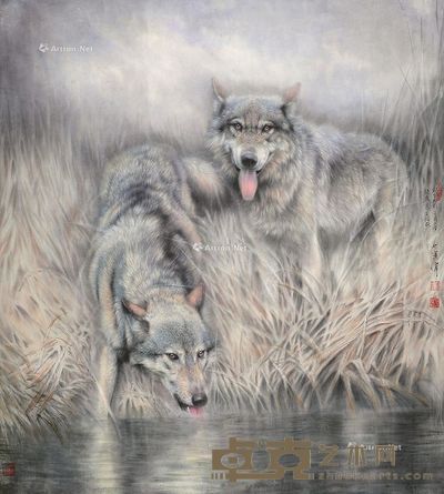 左进伟  双狼 122×111cm