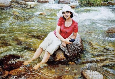 朴明日 河边美人 81×116cm