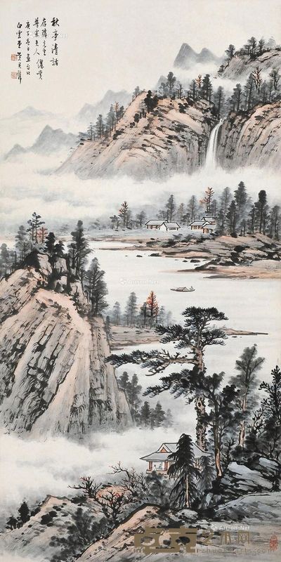 黄君璧 秋亭清话 118×59cm