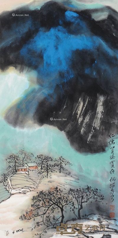 何海霞 泼彩山水 68.5×34cm
