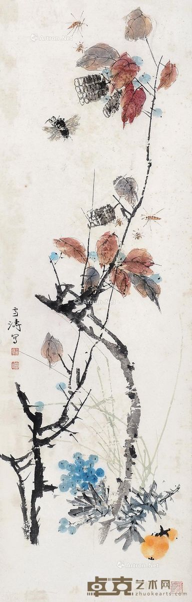 王雪涛 虫草花卉 100×32.5cm