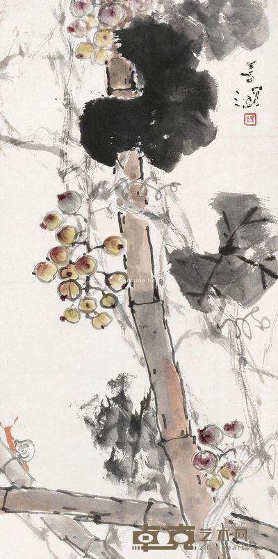 杨善深 葡萄 69.5×34.5cm