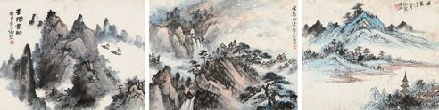 冯湘碧 山水 （三帧）