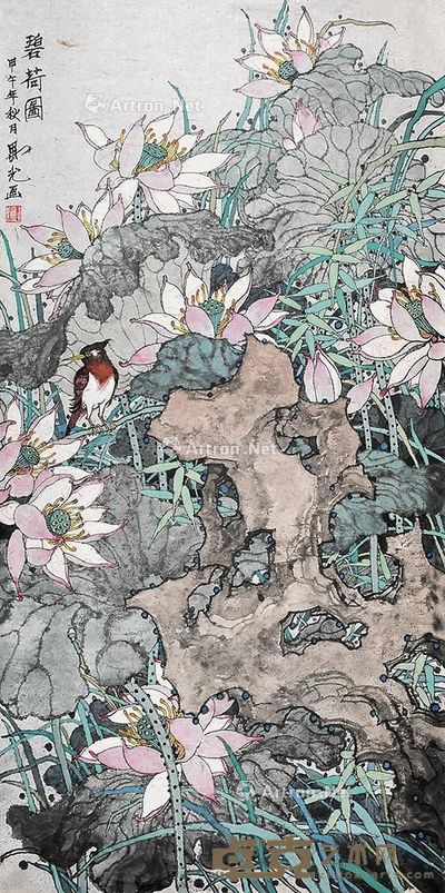 卢延光 碧荷图 140×70cm