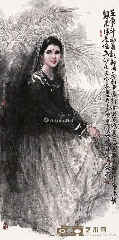陈政明 印度少女 137×68cm