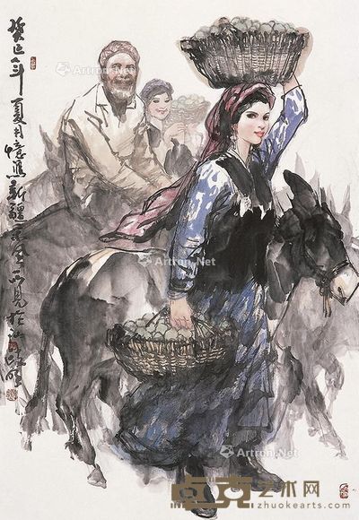 陈政明 新疆集市 99×68cm