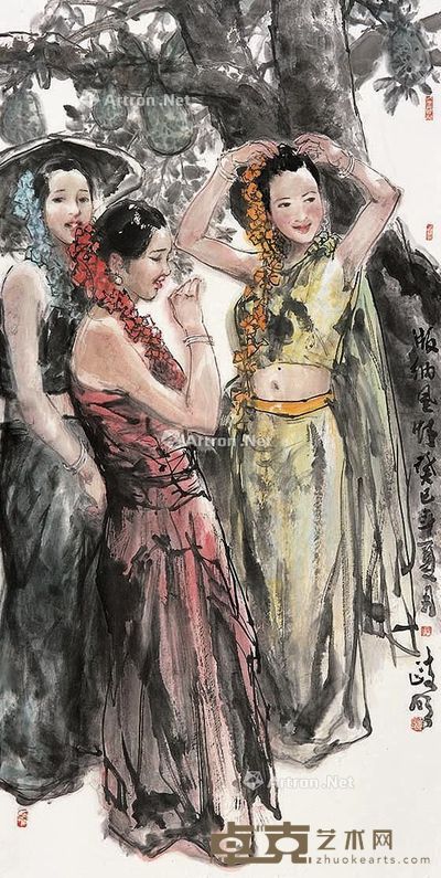 陈政明 版纳风情 138×68cm