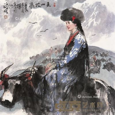 陈政明  天山牧歌 67×69cm