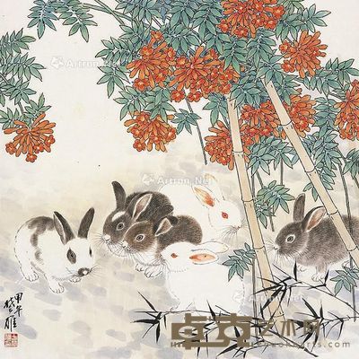 方楚雄 迎春纳福 69×70cm
