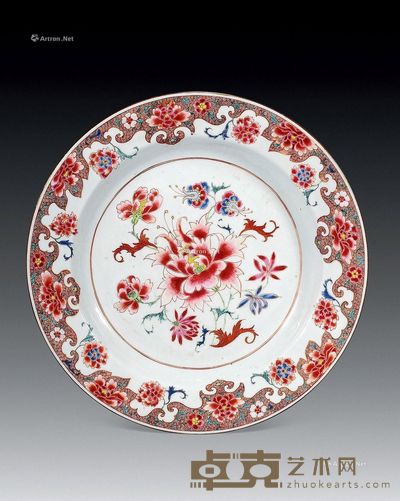 清雍正 粉彩花卉大盘 直径37.5cm