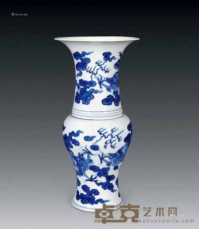 清康熙 青花云龙纹花觚 高46cm