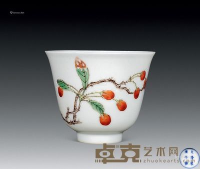 清康熙 五彩花神杯 直径7cm