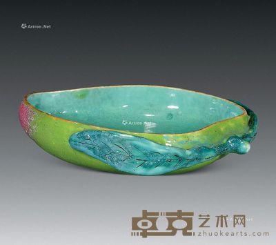 清同治 彩桃形洗 长12cm