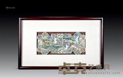 清康熙 五彩衣锦还乡图人物瓷片 30×14cm