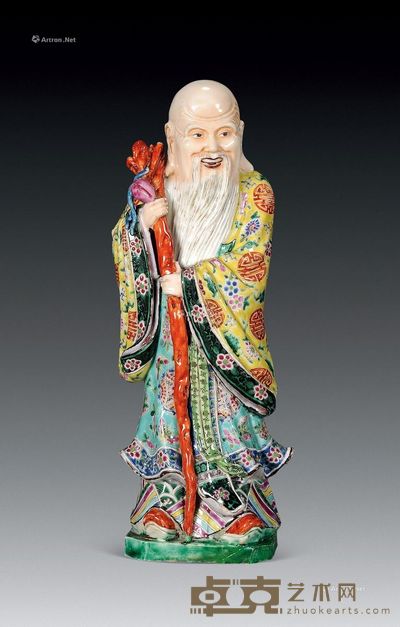 清乾隆 粉彩寿星像 高26cm