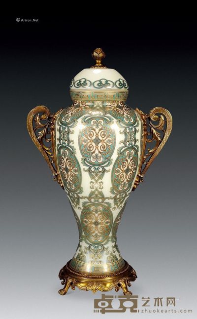 19世纪 料胎金彩花瓶 高44cm