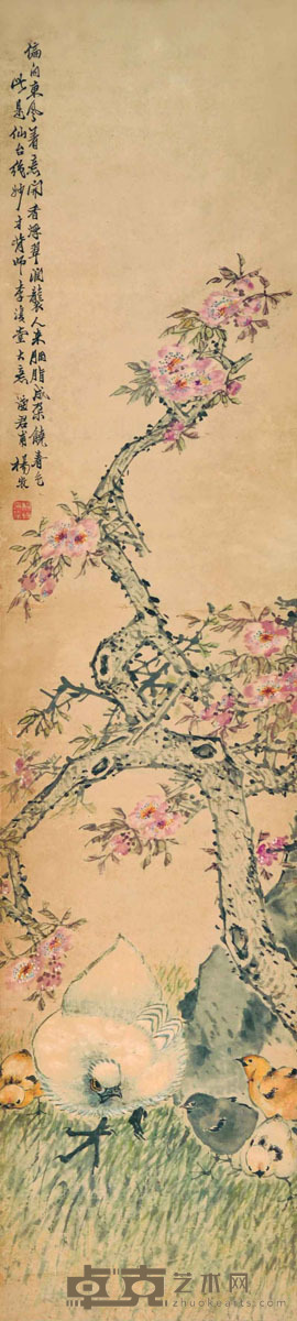 杨牧  花鸟 132×30.5cm 约3.62平尺