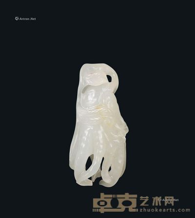 白玉雕佛手挂件 高5cm