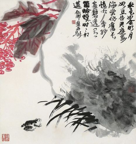 石开 花鸟