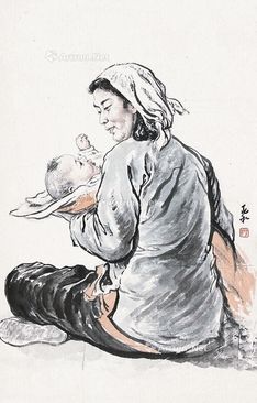 蒋兆和 母子图